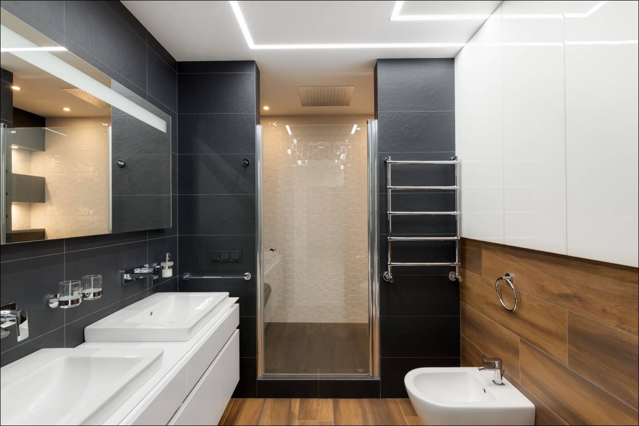 дизайн ванной комнаты в современном стиле. дизайнер Андрей Глебов. Artlevel interior design