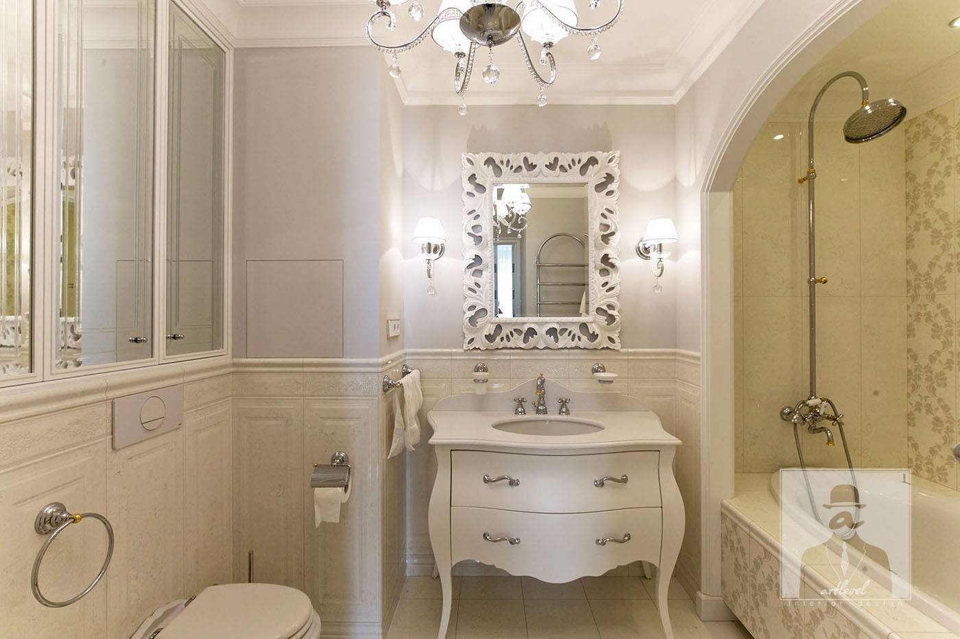 дизайн интерьера ванной комнаты в классическом стиле.дизайнер Андрей Глебов. Artlevel interior design